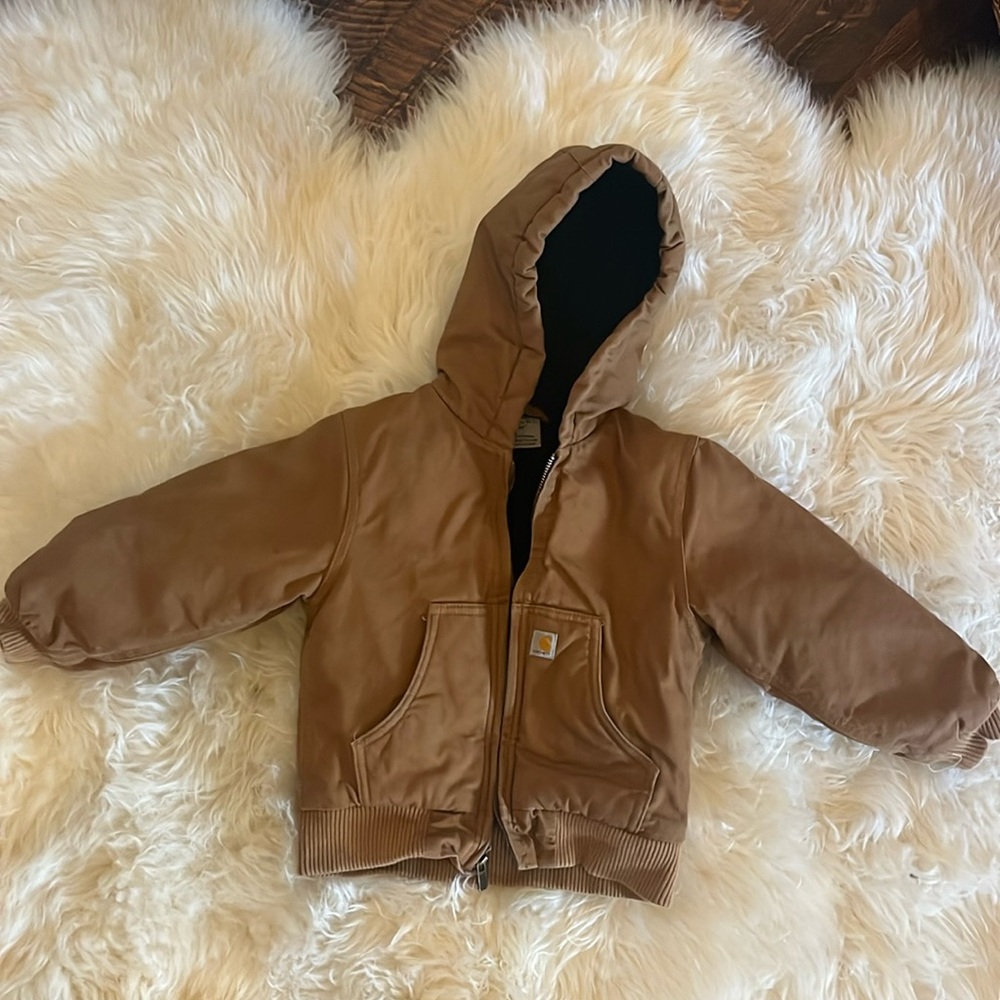Little kids Carhartt Canvas Insulated Hooded Active Jacket 4T